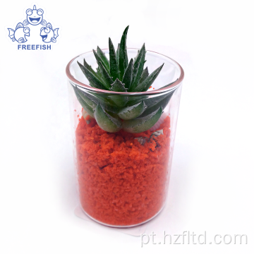 Mini mesa de mesa de plantas suculentas artificiais em vaso de vidro